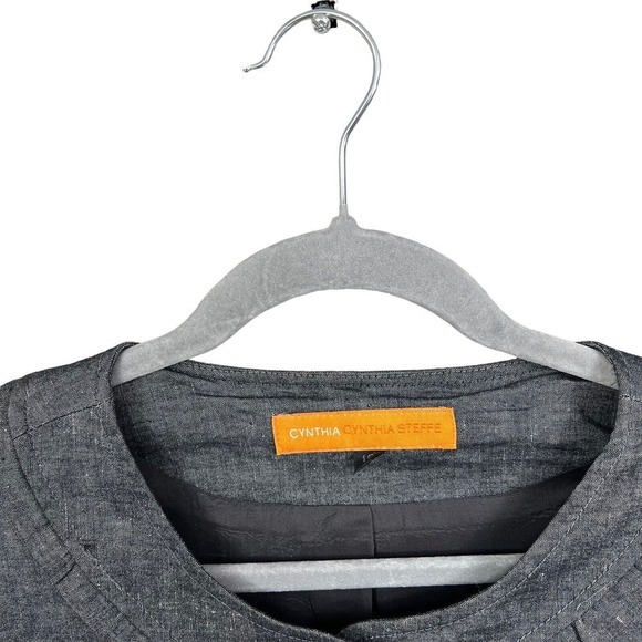 Cynthia Steffe Blazer Jacket Ruffled Trim 3/4 Sleeve 4 Button Gray Women Sz 10 - Picture 3 of 6